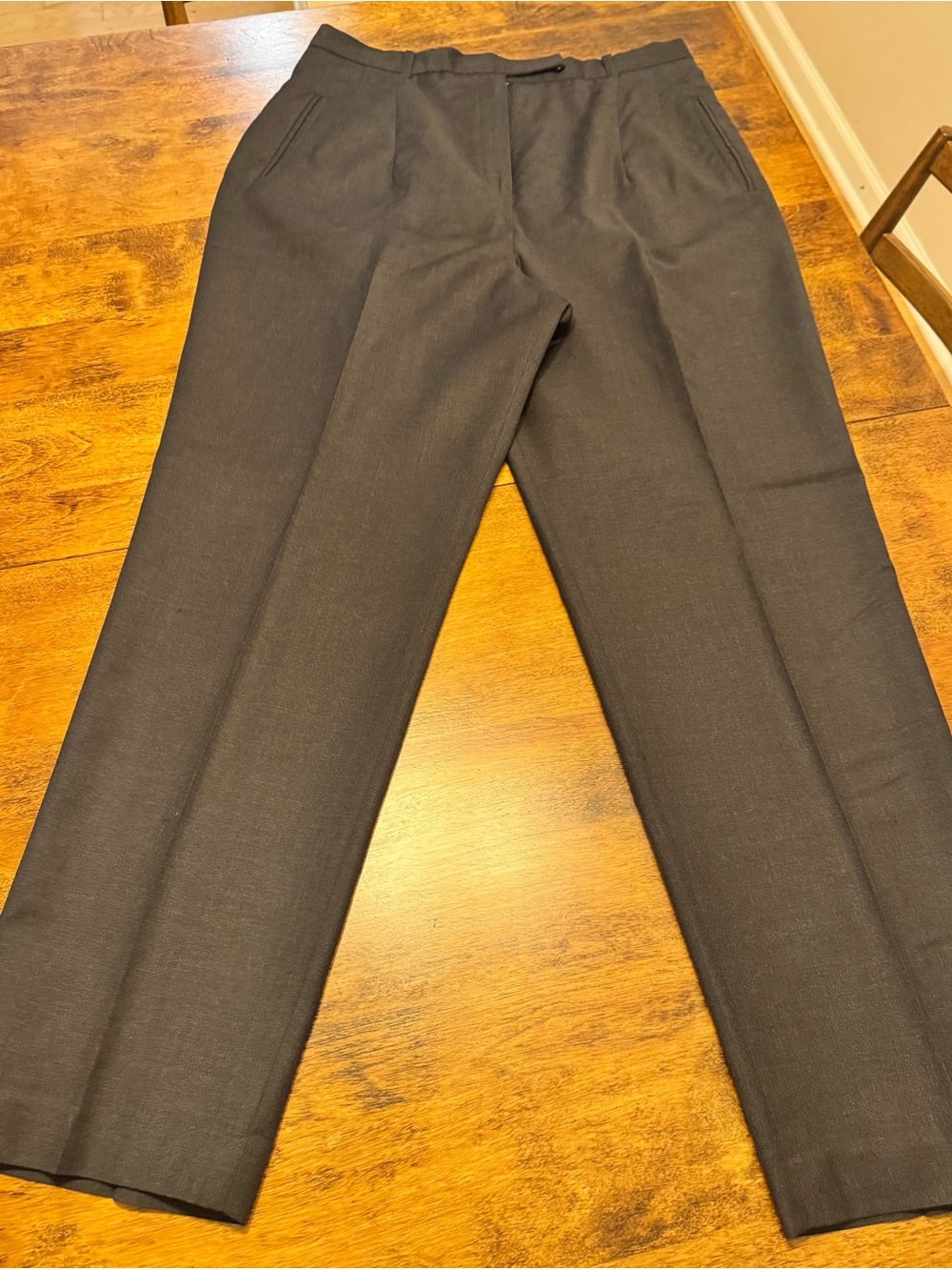 VTG Larry Levine Sport 100% Wool Lined Dress Pants Pleated Charcoal Size 16